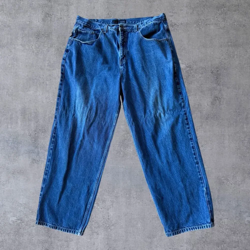 Vtg Anchor Blue Baggy Jeans Mens 42 Y2K Skater Streetwear Wide Leg Blue Denim